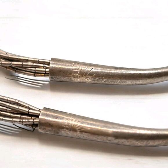 Liquid Silver Necklace 925 10 Strands 22" Marked Raising Sun Sterling Vintage - Picture 6 of 8